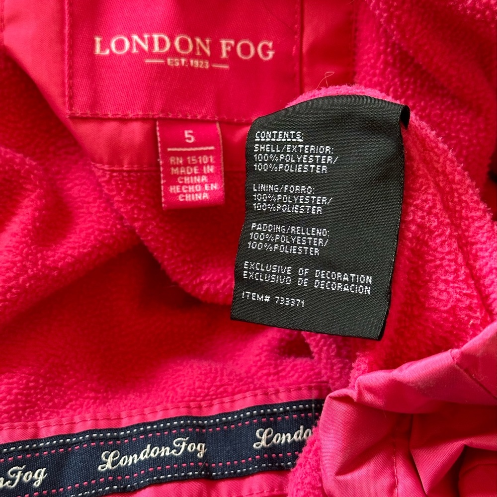 London Fog kids fleece lined jacket. Size 5 - Picture 11 of 11